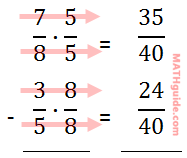 subtracting fractions common denominator vertical