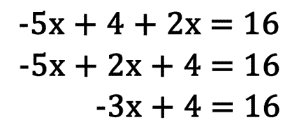 -5x + 4 + 2x = 16