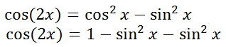 substituting Pythagorean identity in double angle cosine formula