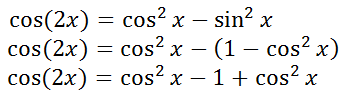 Using a double angle cosine formula and Pythagorean identity