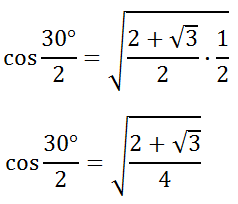 Using Half Angle Formula Cosine cos 15