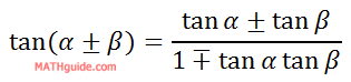 Sum Difference Angle Formula Tangent