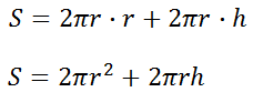 literal equation surface area cylinder