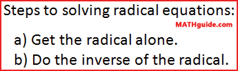 steps for solving radical equations