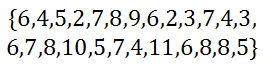 set data 6-sided dice sums